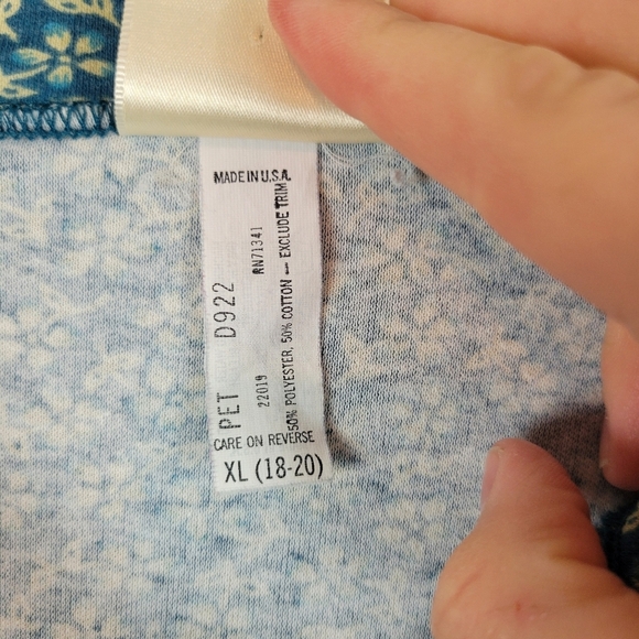 Vintage L.L. Bean Floral Midi Dress Long‎ Sleeves Blue Green Size Extra Large XL - Picture 6 of 13